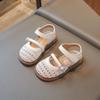 Girls' Summer Outdoor Sandals: 2026 Korean Style Hollow Weave Princess Shoes with Soft Soles for Medium and Large Beach Wear