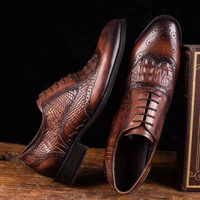 Fashion 2025 Fashion Crocodile Vintage Fashion Men Shoes Formal Dress Casual Shoes Business Wedding Loafers Designer Brogue Office Shoes