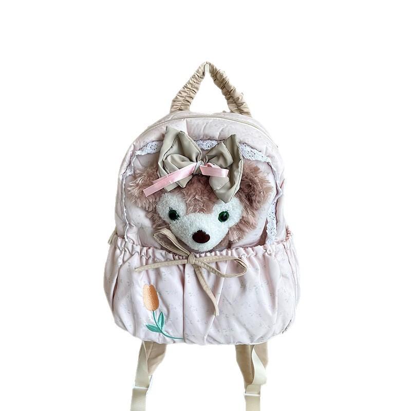 Schoolbag Cute Bear Cute Soft Girl Backpack High School Student Large Capacity Backpack Cartoon Summer Series School Bag