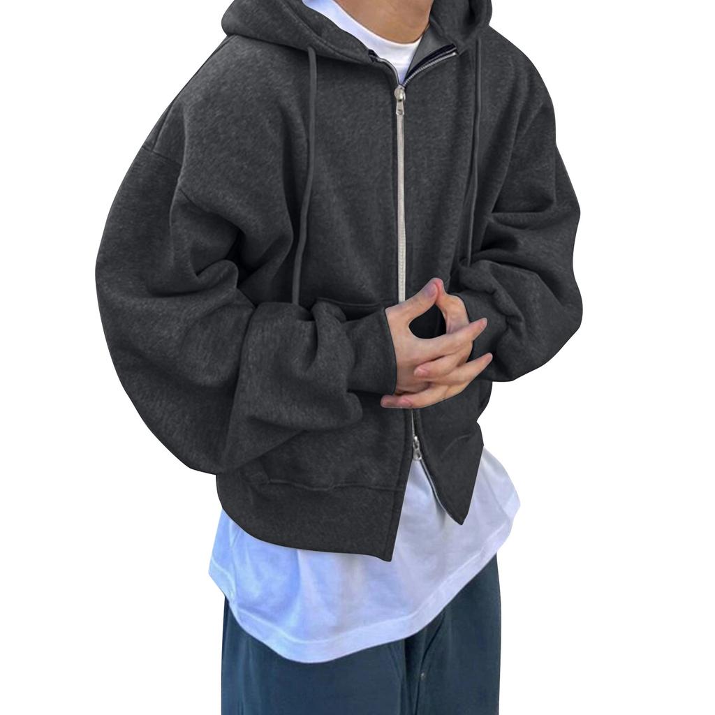 Herre Ensfarget Dobbel Glidelås Genser Herre Sport Stor Størrelse Casual Genserjakke