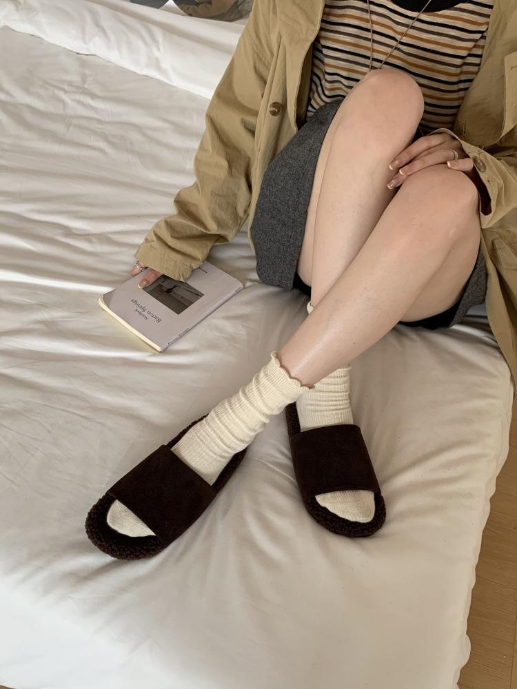 Korean version of the classic simple and generous soft bottom with open-toed lazy one-pedal Mao Mao Birken slippers