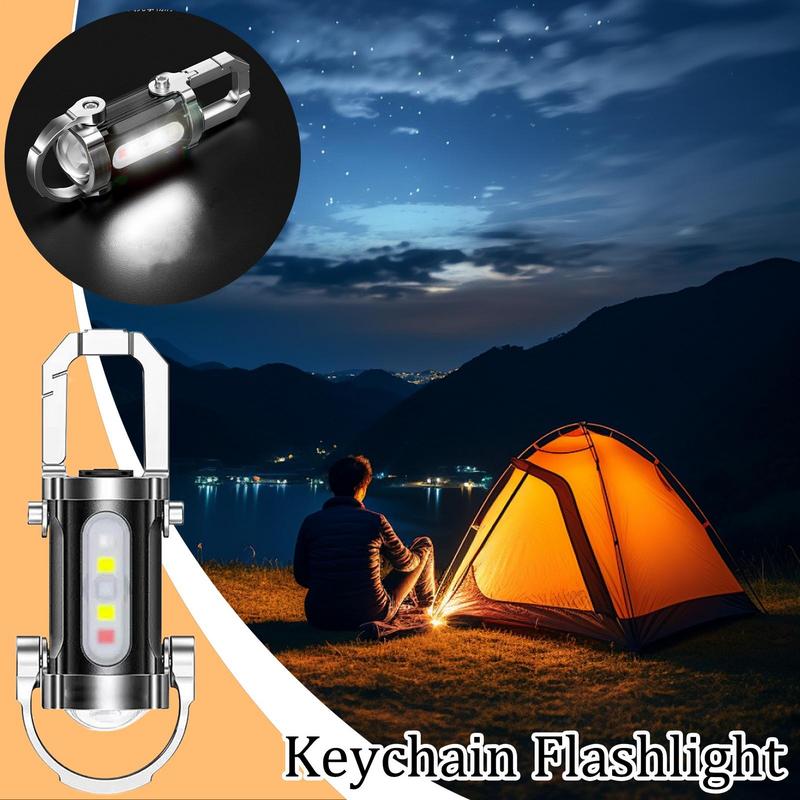 Powerful LED Flashlight Keychain USB Rechargeable Hanging Portable Flashlight Waterproof Keyring Camping Walking Pocket Lamp