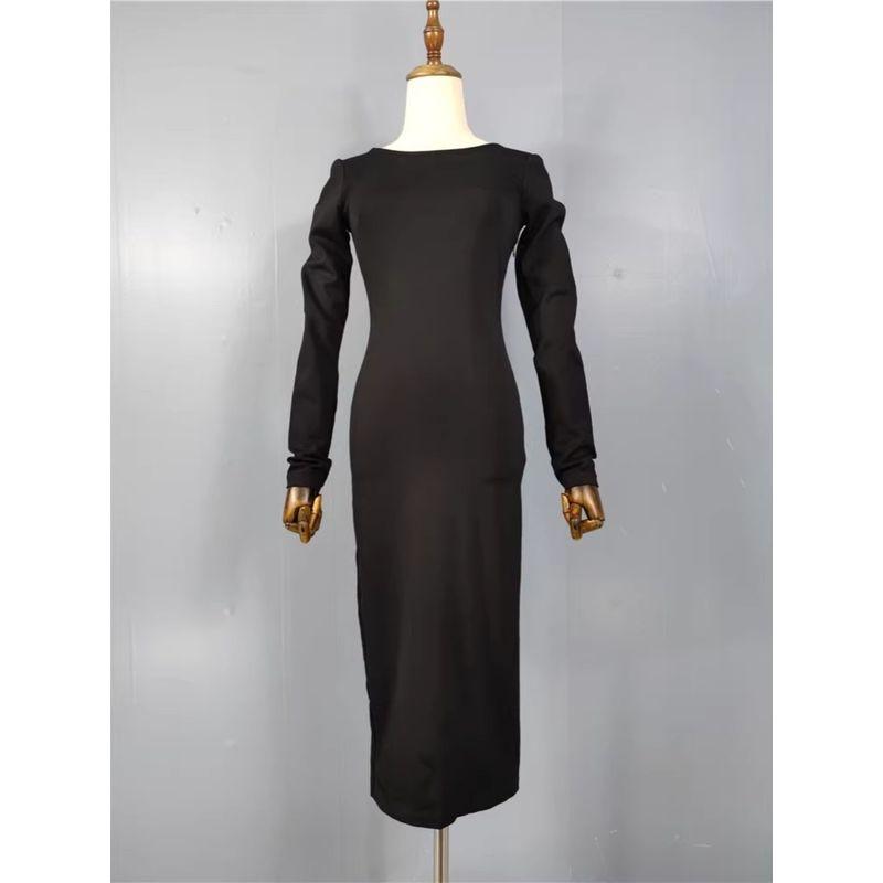 Export Single Lu Family New Arrival Banquet Noble Elegant Graceful Socialite Slim Fit Slim Looking Sexy Backless Long Sleeves Dress