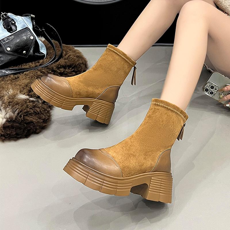 Ankle Boots for Women Sexy High Heels Fashion Shoes Winter Chunky Woman Boots  Pumps Elegant Dress Zip Chelsea Boots Mujer