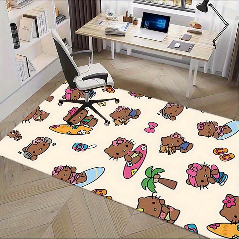Office Rug Hello Kitty, Summer Activities Anti-Slip Rug, Machine Washable for Living Room, Bedroom, Office, Multiple Sizes, Bedroom Mat, Decorative Ma