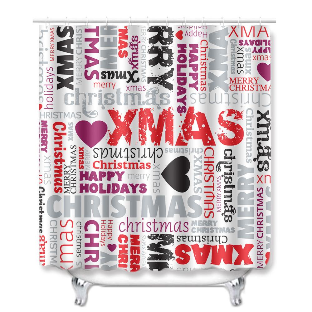 Hot Christmas Bathroom Shower Curtain Four-Piece Combination Floor Mat Bathroom Water-Absorbing Non-Slip Door Mat Carpet