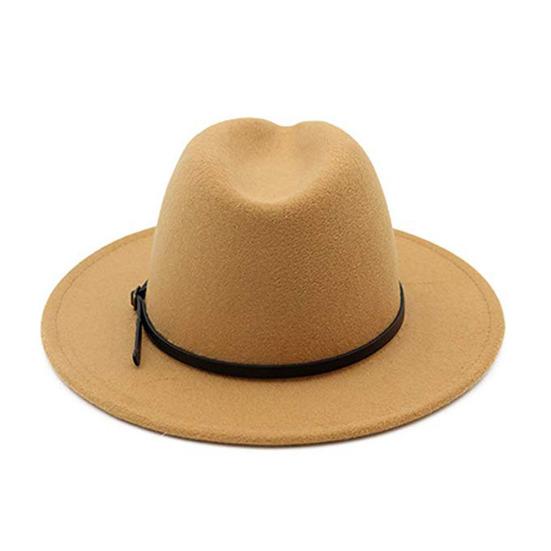 Jazz Cap Wide Brim Breathable Solid Color Fedora Hat Winter Floppy Women Cap Streetwear