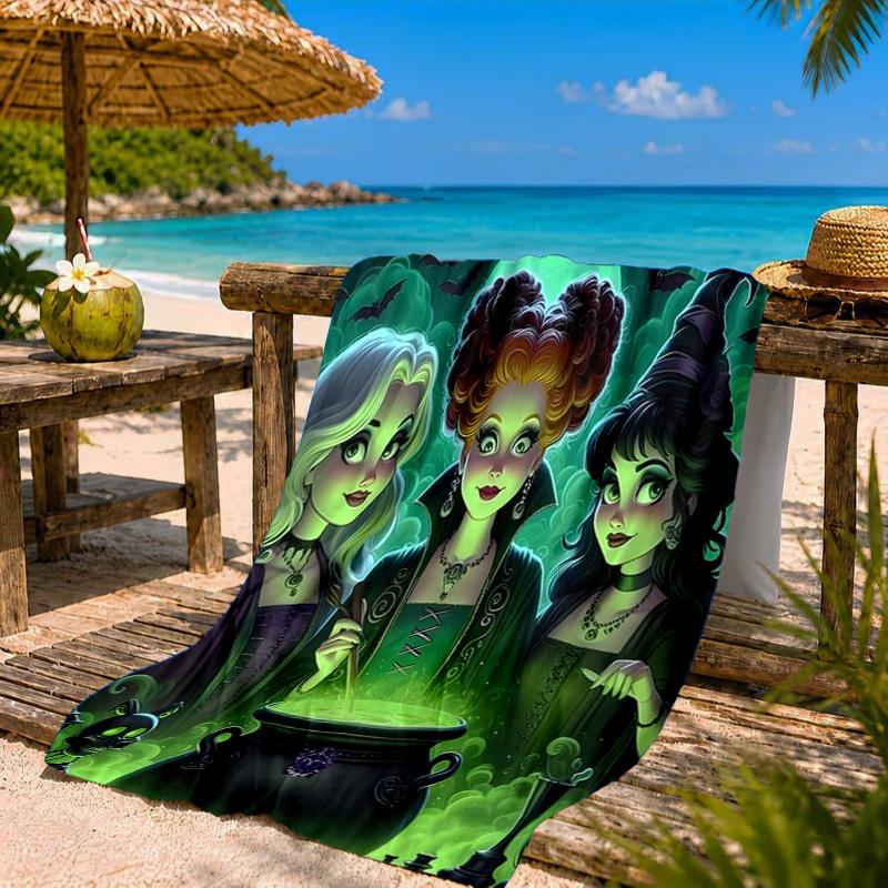Witch Sisters In The Moonlight Beach Towel Microfiber Beach Towel, Lightweight and Quick-Dry, for Summer Travel, Swimming Pool Fan Birthday Gift