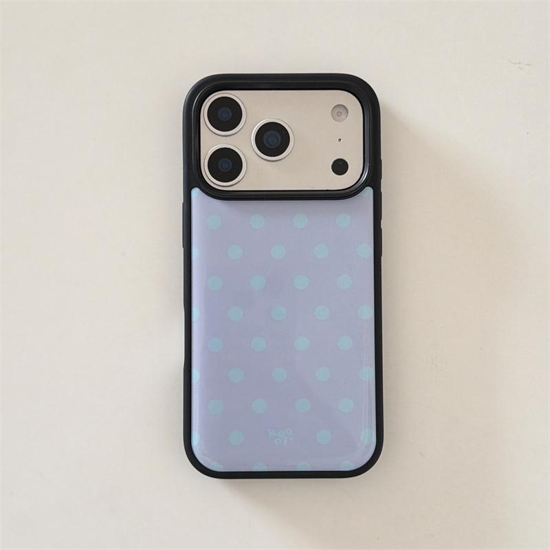 Vintage Polka Dot Large Window Phone Case For iPhone 14 15 16 17 Pro Max INS Minimalist Shockproof Protective Cover 4 Colors