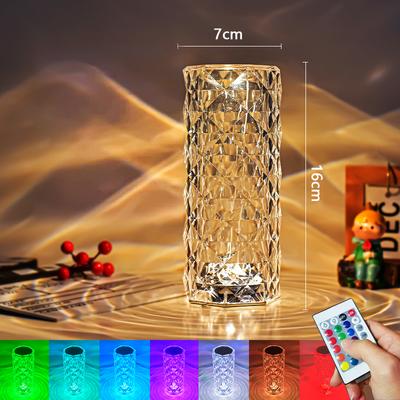 16 Colors Crystal Table Lamp Rechargeable Rose Projector Night Light Diamond Touch Atmosphere Lights