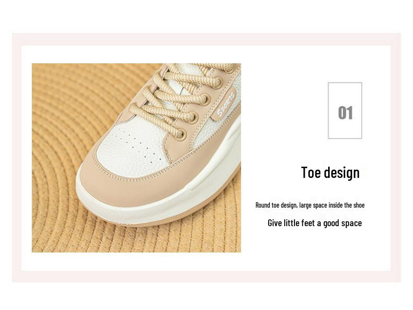 2024 Wiosna Damskie Białe Retro Buty Skate z Grubej Podeszwy ze Skóry Naturalnej - Wszechstronne, Płaskie, Casualowe Sneakersy Plus Size