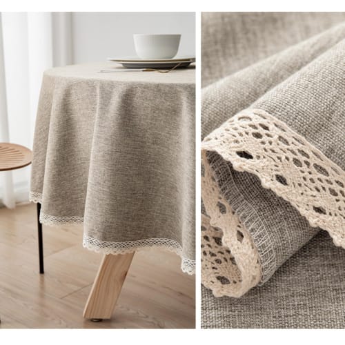 stawink Round Tablecloth, Nordic Design, Water-Repellent, Waterproof, Stylish, Cute Lace, 140cm