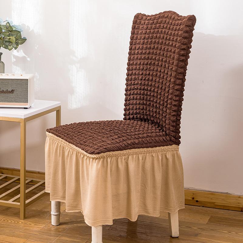 

1/2/3/4 Pcs Soft Seersucker Skirt Chair Cover Kitchen Dining Room Bubble Lattice Chair Covers Elastic Office Chair Slipcover 1 Pcs