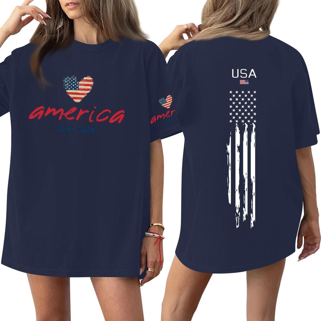 Women's Casual Fashion Round Neck Casual Print Short Sleeve T-Shirt Top