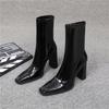 Fashion Autumn Square Toe Slim Women Ankle Boots Thick High Heels Ladies Shoes Fashion Square Toe Short Botas De Mujer