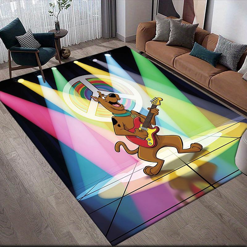 Scooby Flannel Pattern Square Carpet,Area Rug,Carpet Rug for Living Room Bedroom Sofa Playroom Decor,Non-slip Floor Mat