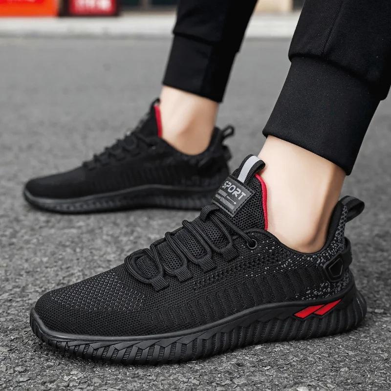

Sneakers Men s Knitted Sports Casual Shoes Breathable Outdoor Rubber Outsole Slip-On Flat Footwear for Summer Zapatillas Hombre 39