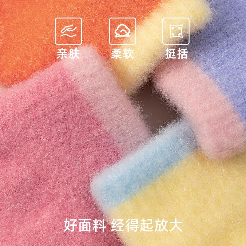 Space rabbit half finger flip middle child dew finger winter thickened warm student writing cute knitted gloves girl