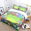 3PC Green Frog in Colorful Flowers Print Bedding Set 1 Duvet Cover 2 Pillowcases for Adult and Children Luxury Gift Full Size