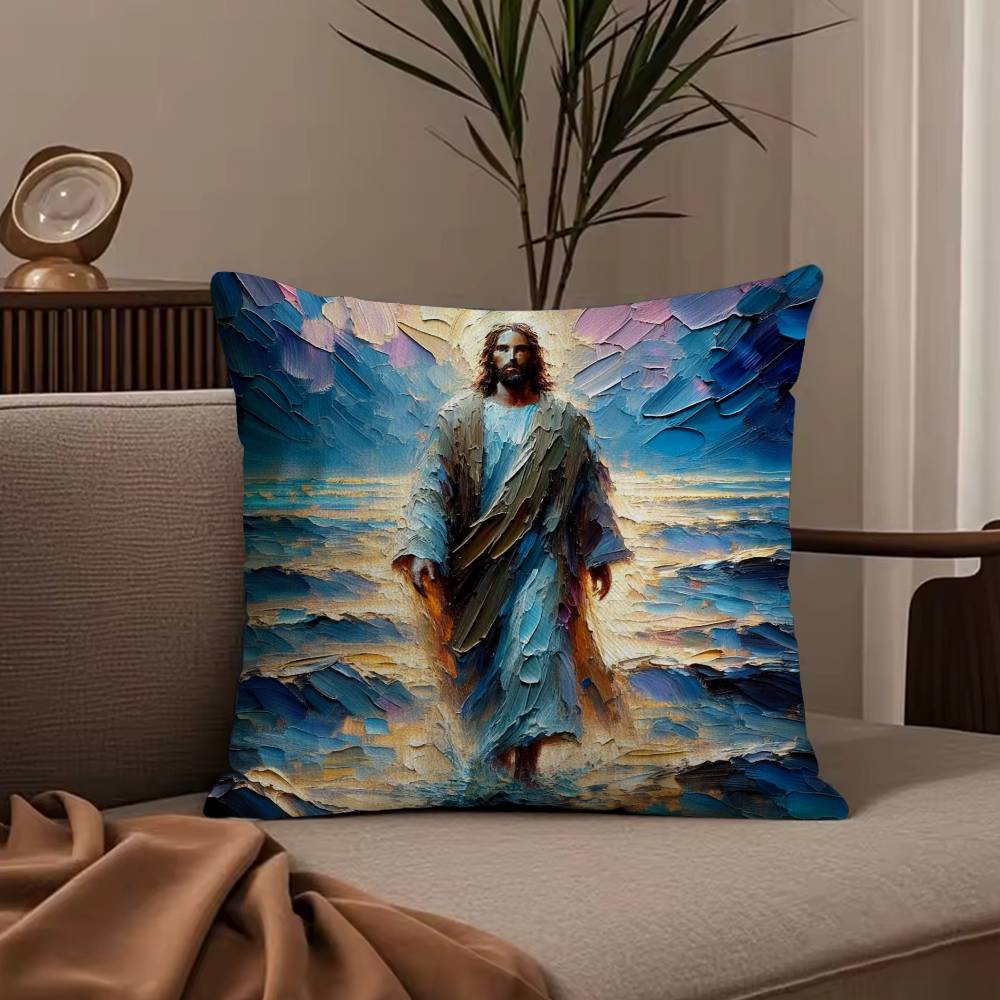 Anime J-Jesus Pillow Case Anti-dustmite Pillowcase Invisible zipper silky short plush Sofa cushion cover
