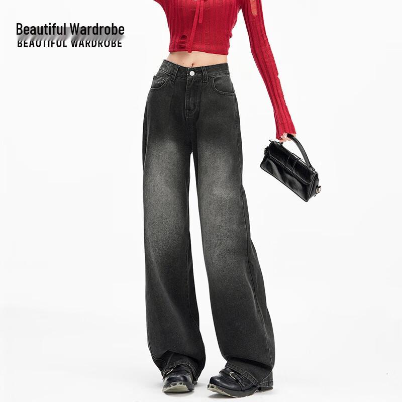 BEAUTIFUL WARDROBE Women's American Retro Straight-Leg Loose Jeans