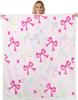 GUOYU Blanket Bow Sherpa Throw Blanket for Couch Bowknot Super Soft Cozy Fleece Dreamy Princess Style Blanket for Winter Plush Throw Pink Bow