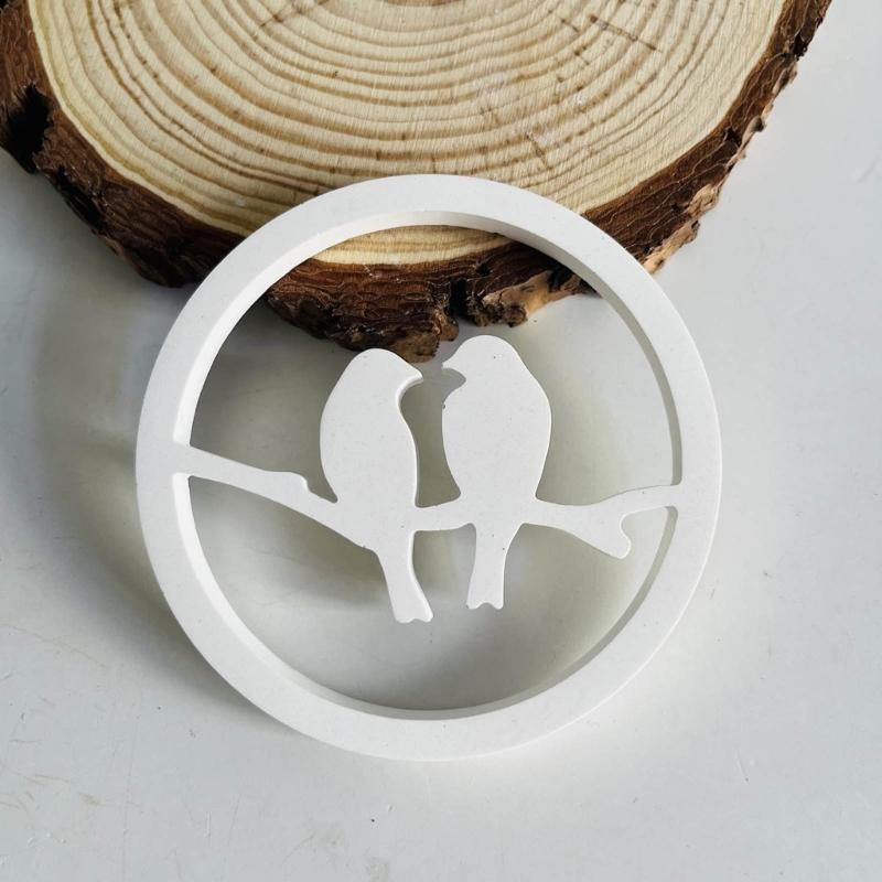 J0MC Couple Bird Wreath Resin Molds, Wreath Silicones Molds for Making Tealight Holder Decorations