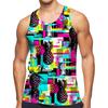Colorful Abstract 3D Print Tank Tops Men's Streetwear Vest Oversized Sleeveless Tank Top Bodybuilding Fitness Gym Man Clothing