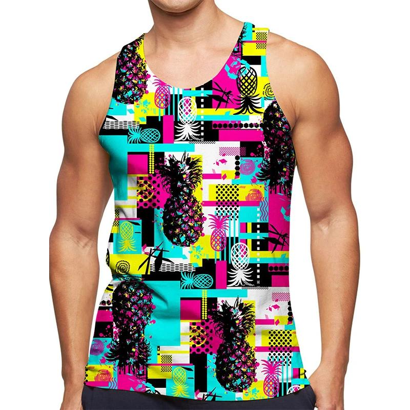 Colorful Abstract 3D Print Tank Tops Men's Streetwear Vest Oversized Sleeveless Tank Top Bodybuilding Fitness Gym Man Clothing