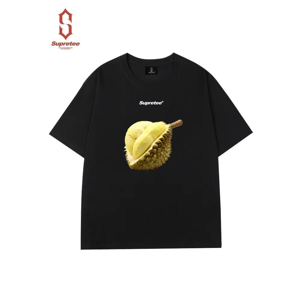 

Летняя модная мужская футболка Heavyweight Retro Fruit 100% Cotton Printed Round Gown High Quality для отдыха и фитнеса XXXXXL чёрный