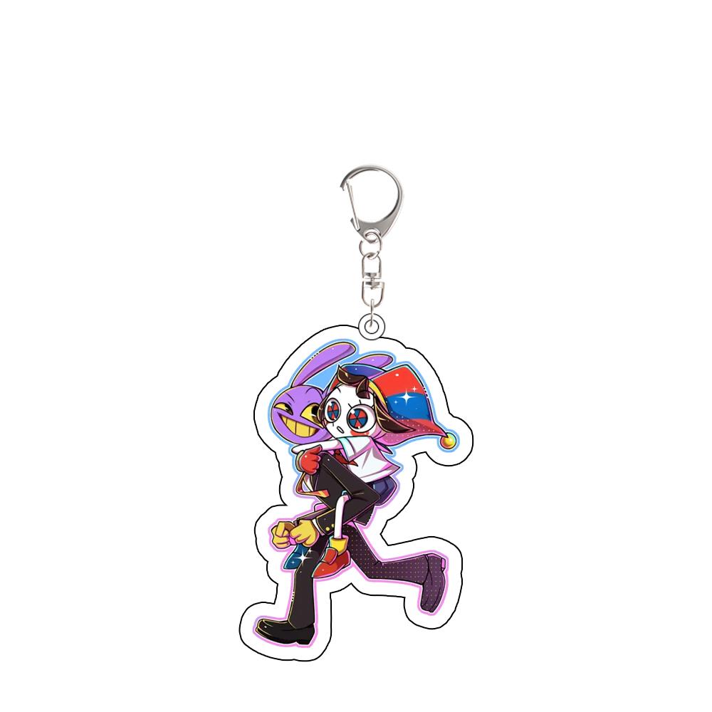 Voor TADC Pomni Jax Anime Merchandise Acryl Sleutelhanger Custom Cartoon Schattig Verfijnd Rugzak Hanger Accessoires Festival Cadeau gray