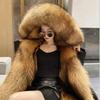 Women's imitation fur medium and long removable imitation fox fur liner fur integrated thickened large size new coat