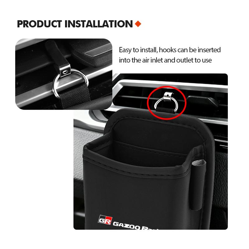 cnkym4 Car Air Outlet Storage Box Hanging Phone Lipstick Lighter Organizer Bag Holder For Toyota Crown Yaris Corolla Prius Auris CHR