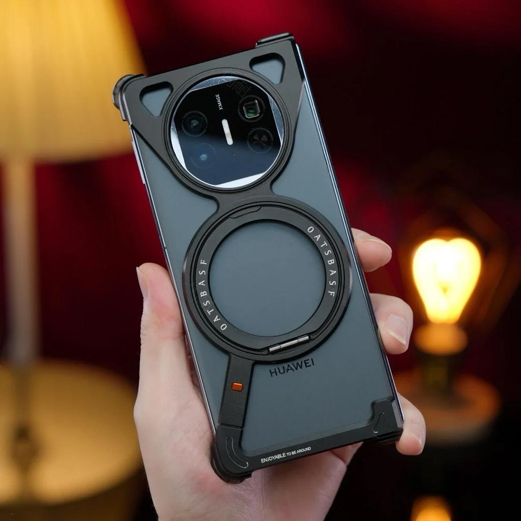 Oatsbasf Z Shape for Huawei MateX5 X3 Phone Case Metal Bezel-less Protective Case Shell w/ Magnetic Kickstand Wireless Charging