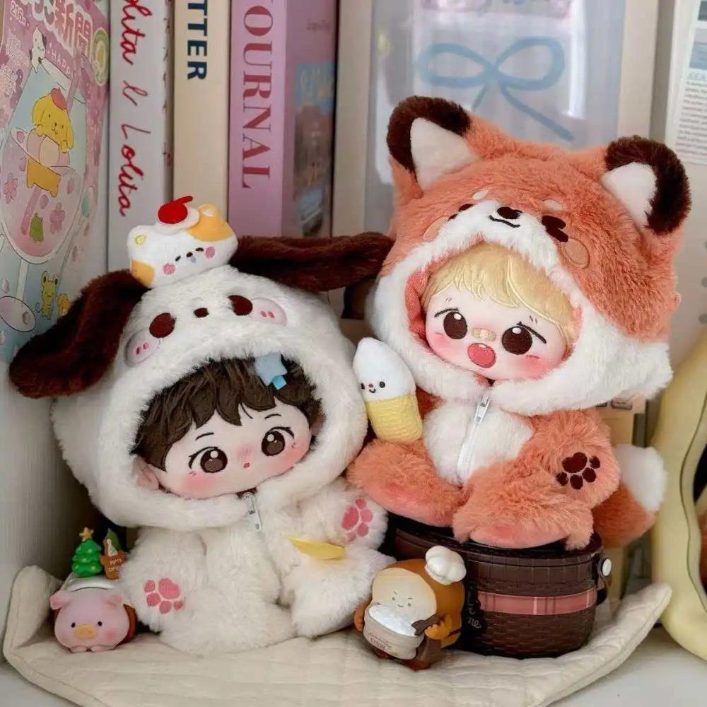 20cm Plush Doll Clothes Animal Onesie Outfit, Cute Fox & Bunny Costume for 20cm Cotton Dolls, Universal Doll Clothing Accessorie