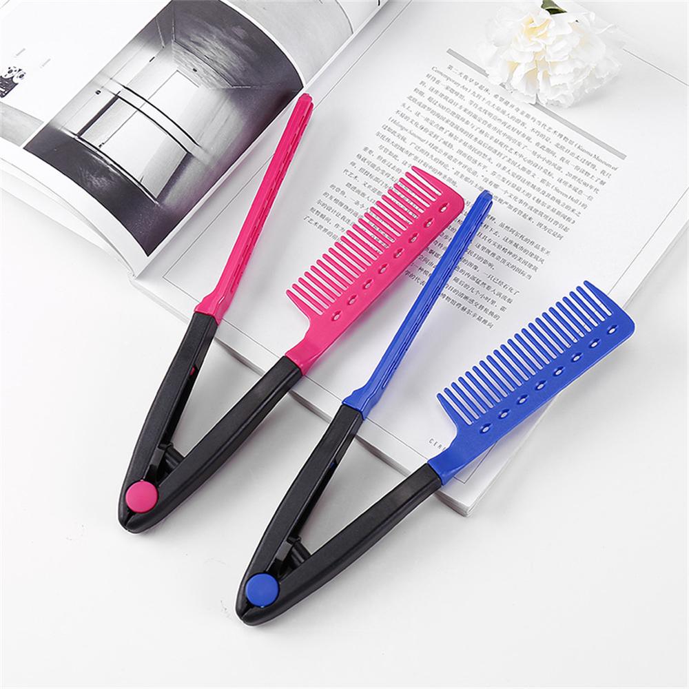 1PC Barber V Type Hair Straightener Comb Anti-static Haircut Hairdressing Brush Comb Folding Salon Hair Comb Clip Women