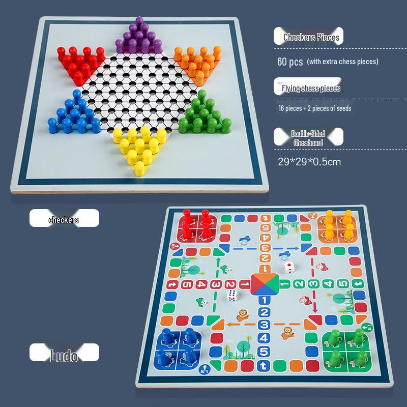 Brangdy 2-in-1 Checkers & Ludo Game Set