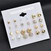 12Pcs/Set   Ear Stud Earrings Women Charm Earrings Jewelry