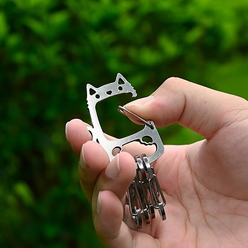 

Outdoor Travel Lucky Cat Stainless Steel Keychain, Portable Creative Hook S-Hook, Sturdy And Durable 1pcs