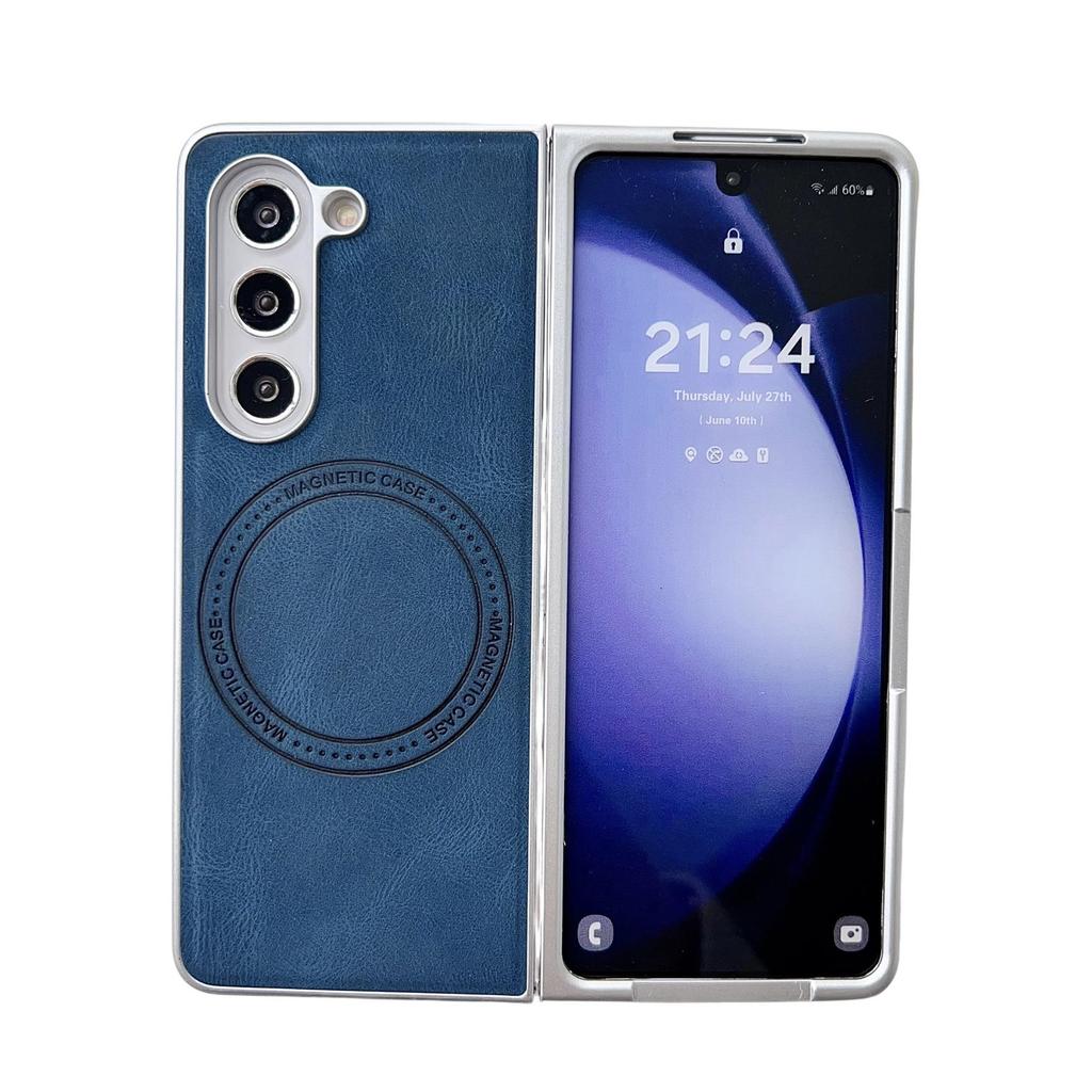 Retro Leather Grain Magnetic Case for Samsung Galaxy Z Fold5/4/3 - Drop-proof & Foldable