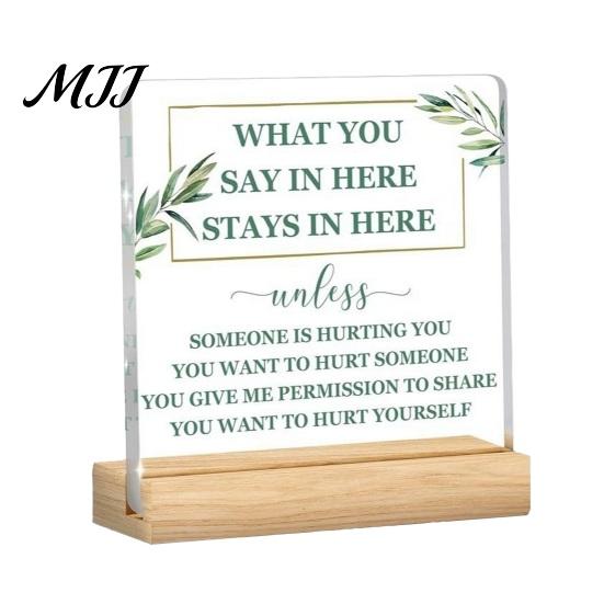 Desktop Spiritual Support Motivational Mental Health Decoration, Acrylic Sign with Wooden Stand, Quote Office Desk Decor, Inspirational Table Ornament