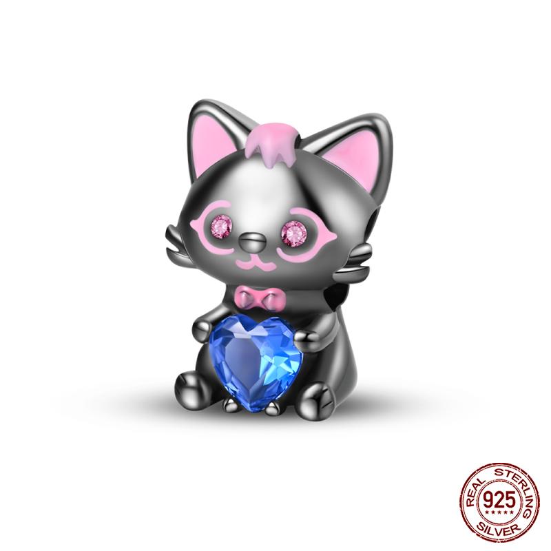 Copper Lovely Animal Cat Squirrel Penguin Heart Zircon Charms Beads Fit Qikaola Original Bracelets Fine Diy Jewelry