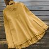 Spring Loose Cotton and Hemp Shirt for Women Solid Color Large Size Shirt Lotus Leaf Edge Shirt for Women