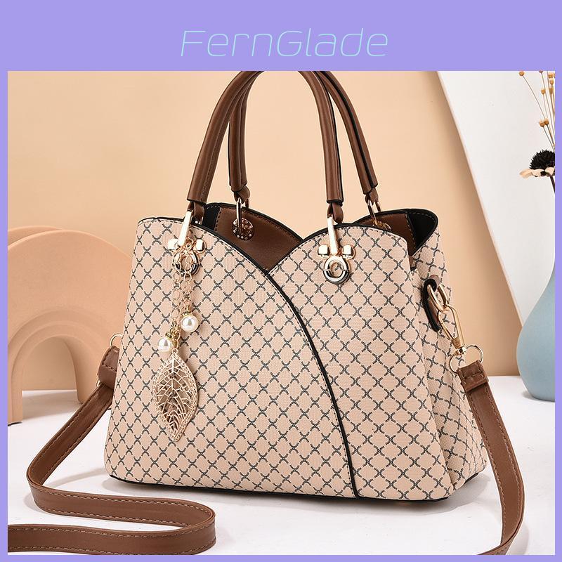 Pu Bag With Print And Plaid Pattern For Daily Use