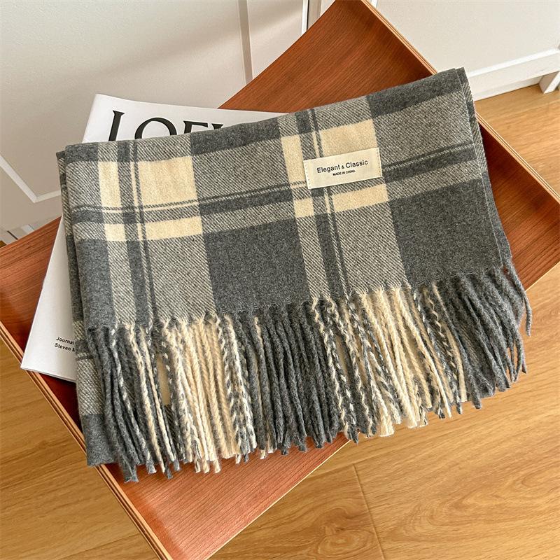 Осенне-зимний классический большой квадратный ретро-шарф из искусственного кашемира — фото 9