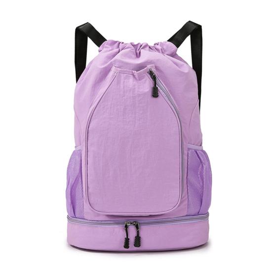 

Drawstring Gym Backpack Sports Bag with Shoe Compartment Racket Pocket Lightweight Daypack for Badminton Tennis Basketball Fitness фіолетовий