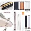 Premium Stainless Steel Shoe Repair Awl & Crochet Hook with Nylon/Waxed Thread for Leather Sewing