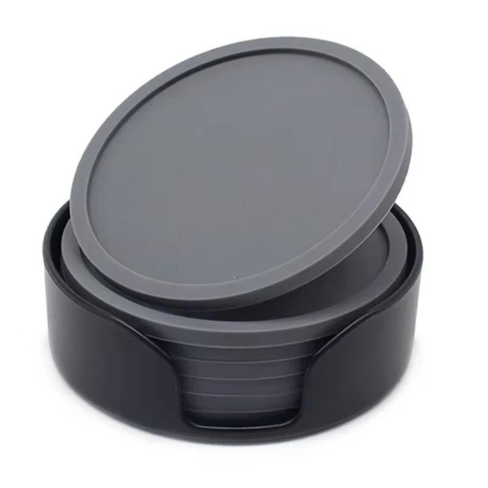 6Pcs High Quality 10cm Diameter Silicone Coasters with Holder Heat Resistant Drink Coasters Waterproof Round Shape Cup Coasters
