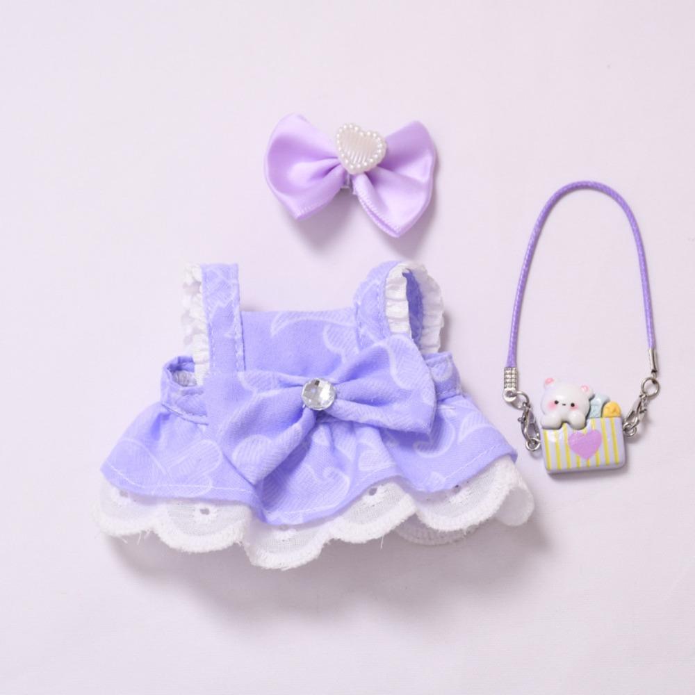 Hasentasche Labubu Puppenkleid Schleife 17cm Plüschpuppen Kleidung Baumwollpuppen Zubehör