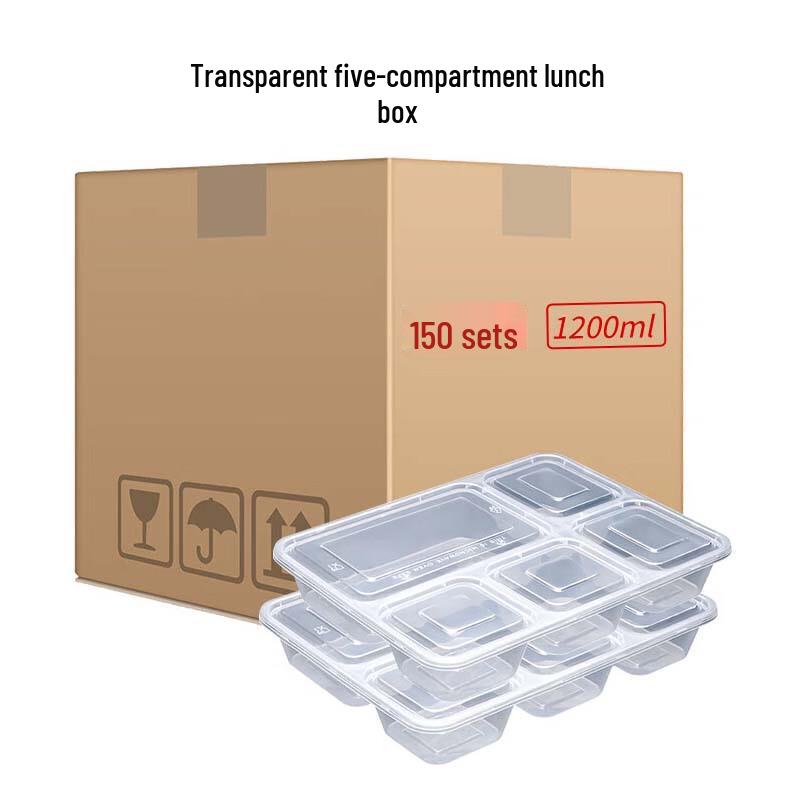 

Disposable 5-Compartment Meal Prep Containers with Lids